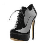 Thin Heel Shiny Black Ankle length Boot