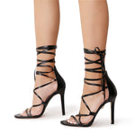 High Heels black color Open Toe Stiletto